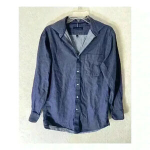 Tommy Hilfiger Mens Size Medium Button Up Shirt Blue Long Sleeve Cotton Regular